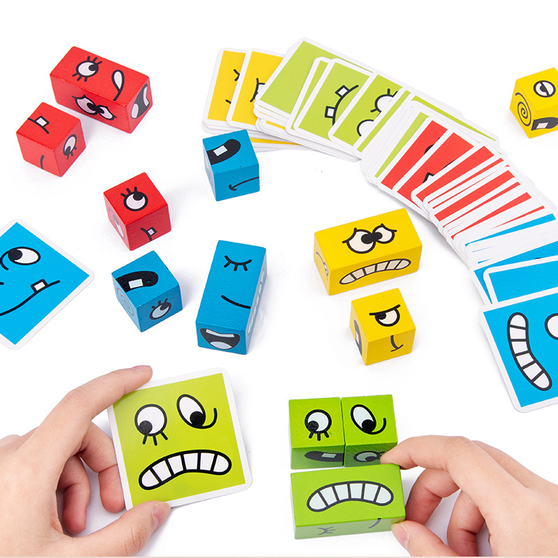 어린이용 표현 매칭 퍼즐 게임, 나무 블록 교육용 몬테 - Board Game Education 리뷰 및 가격