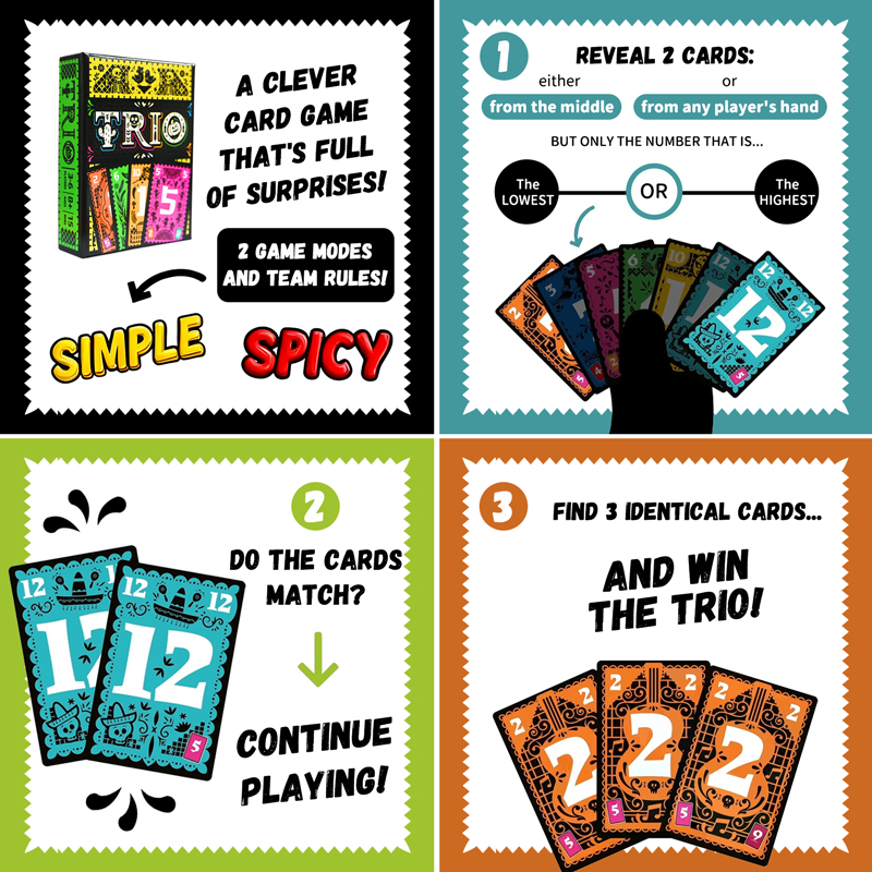 TRIO 전략 카드 보드 게임 3~6인용 인터랙티브 가 - Board Game Multiplayer 리뷰 및 가격